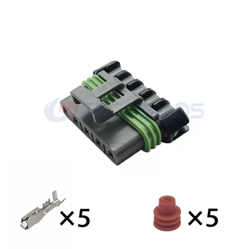 Waterproof IP66 Copper Contact ABS/Nylon Housing Wire Harness Blower Resistance Plug for Car 5-Pin Female 12084891 - image 2